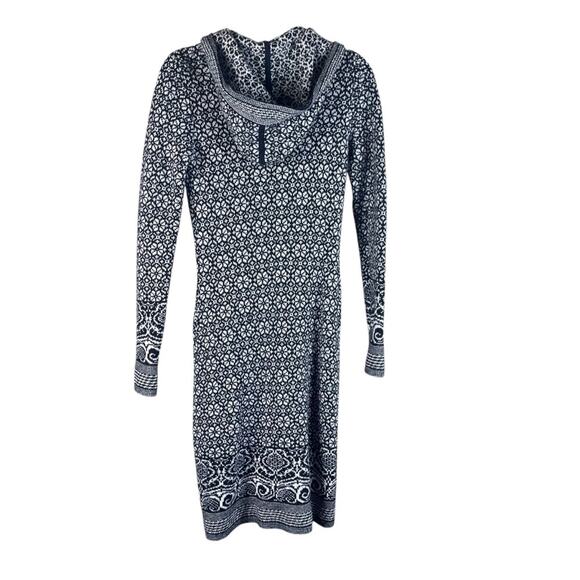 Akini Y2K Long Knit Cardigan Sweater Duster XS Black White Whimsygoth Fair Isle - Picture 2 of 9